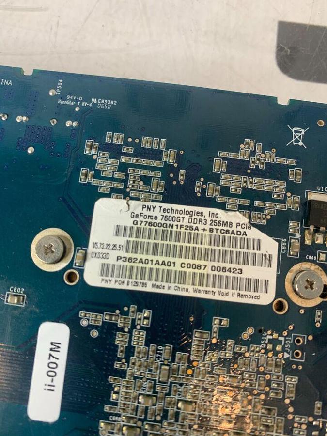 Used IU22 IE33 453561620181 PNY GeForce 7600GT DDR3 Graphics Video