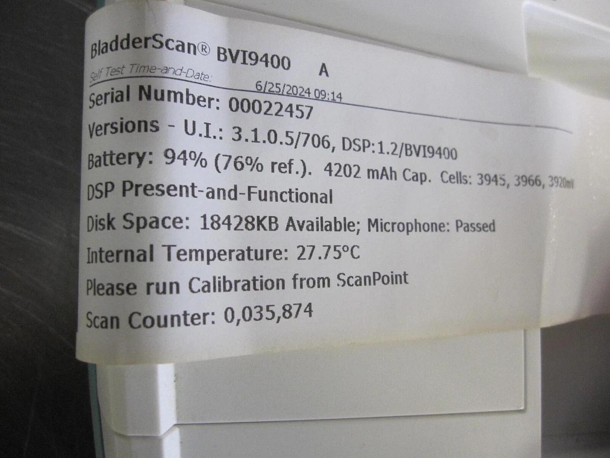 Used Verathon BVI9400 Bladder Scanner Console ONLY (Ref 0570-0190) ~ A
