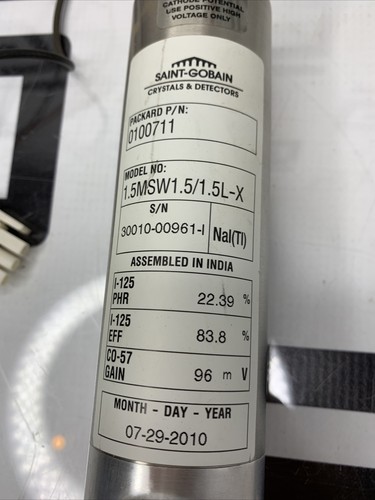 Used BICRON SAINT-GOBAIN  DETECTOR 1.5MSW1.5/1.5L-X NAI (TI) PACKARD 0100711