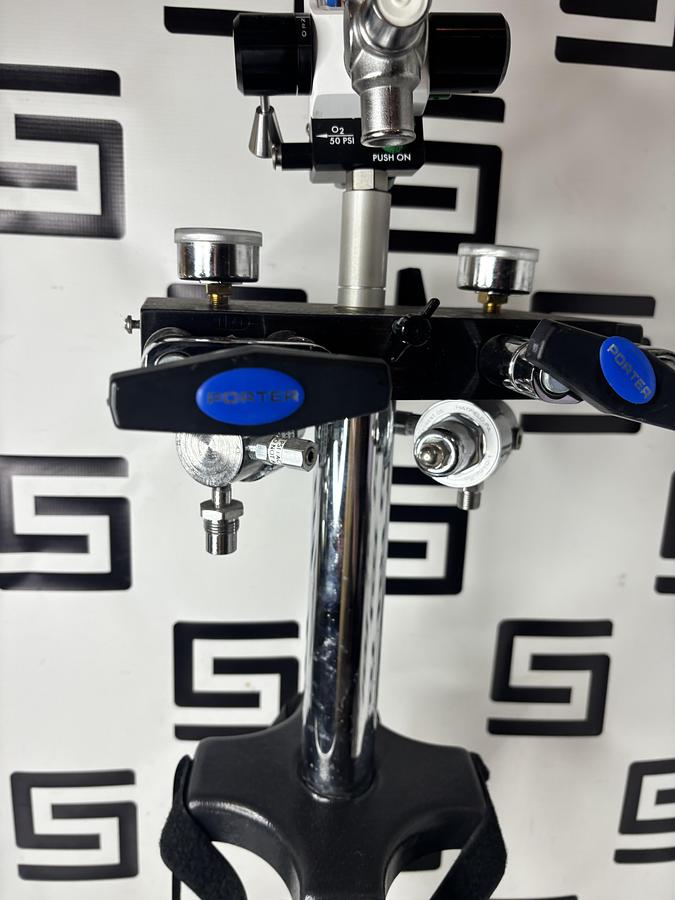 Used Porter MXR 3000 Dental Flowmeter & 2045-2 4 Cylinder Mobile Cart Stand Flowmeter