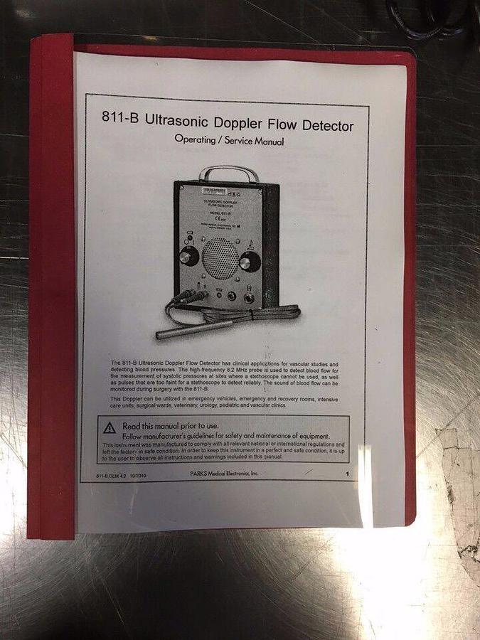 Used PARKS Medical Model 811-B Doppler Flow Detector 9.4 MHz New Battery