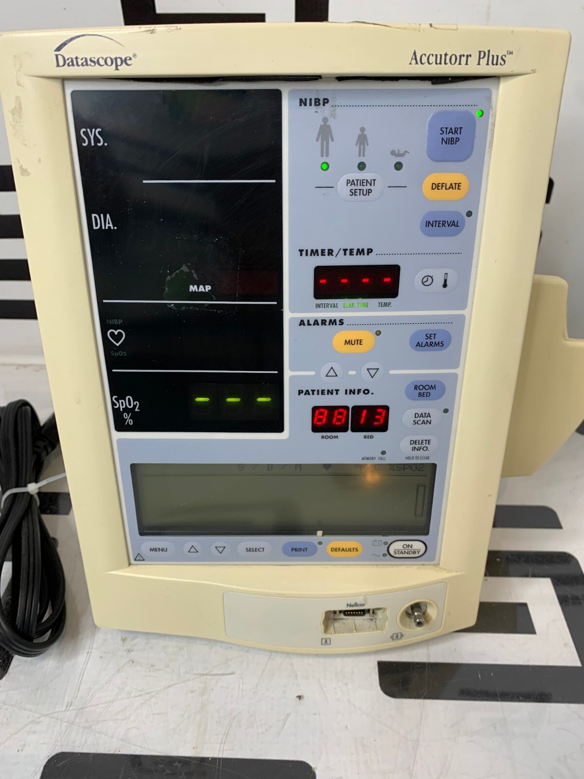 Used Mindray Datascope Accutorr Plus Patient Bedside Vitals Monitor NIBP SPO2 Battery