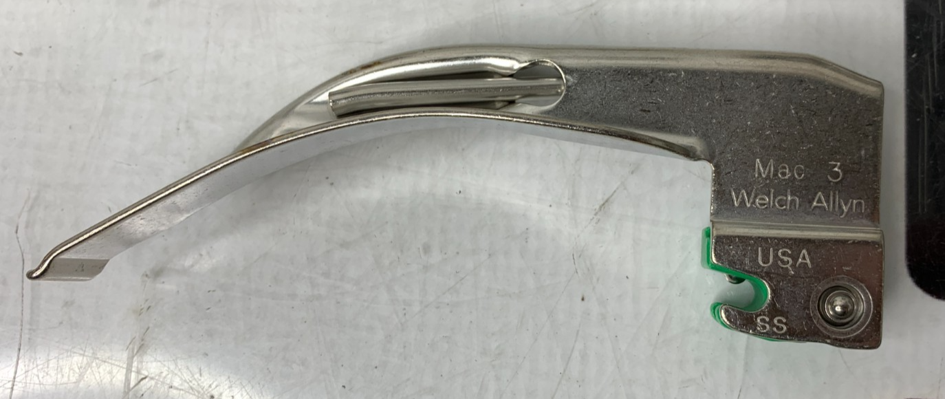Used Welch Allyn 69063 Mac 3 Fiber optic Laryngoscope Blade SS USA MADE Macintosh 3
