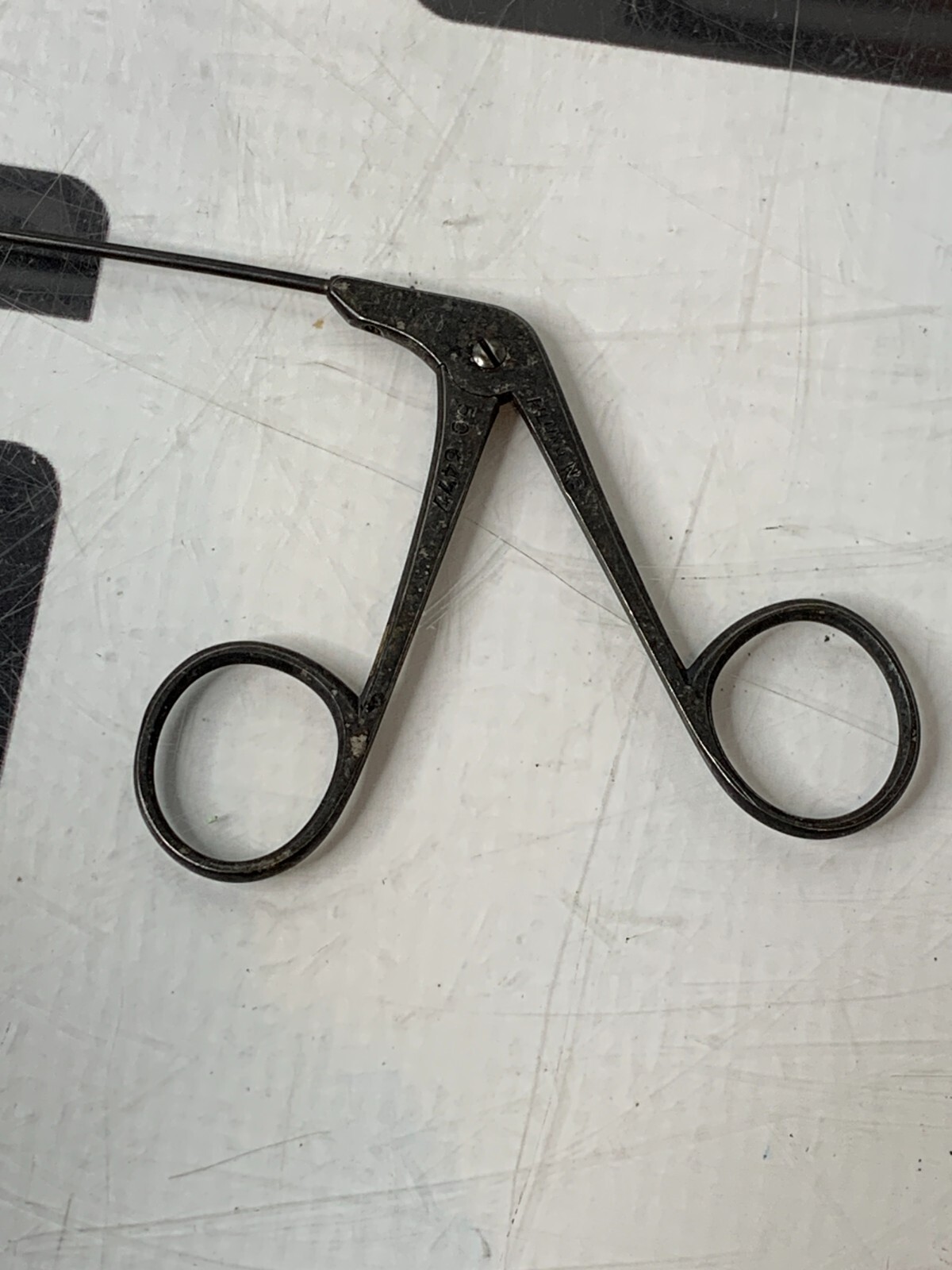 Used Pilling 50-6477 Micro Laryngeal Scissors Up Angle WARRANTY