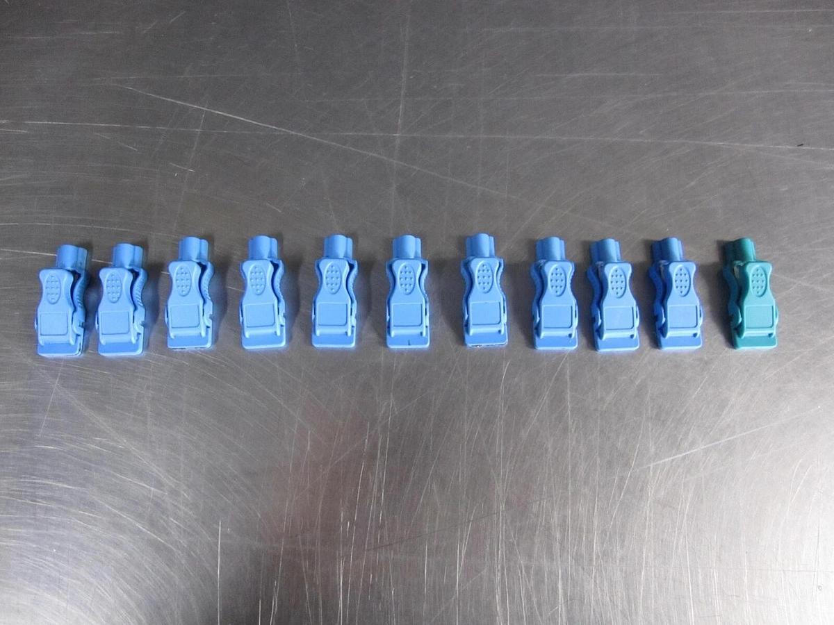 Used Lot of 11 Universal Resting ECG Electrode Adapter Clips Snapclip Banana Snap