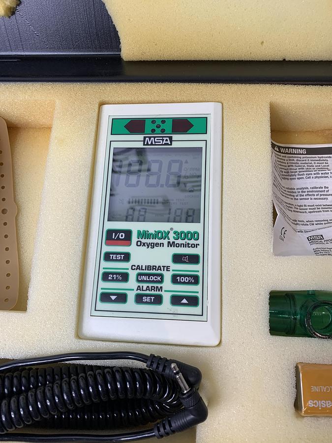 Used MSA MiniOX 3000 Oxygen Monitor W/ Cable NEW BATTERY P/N 710817 Ohio