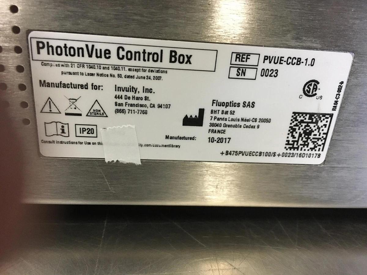 Used Invuity Photonvue PVUE-CCB-1.0 Control Box and PVUE-COH-1.0 Optical Head w/key