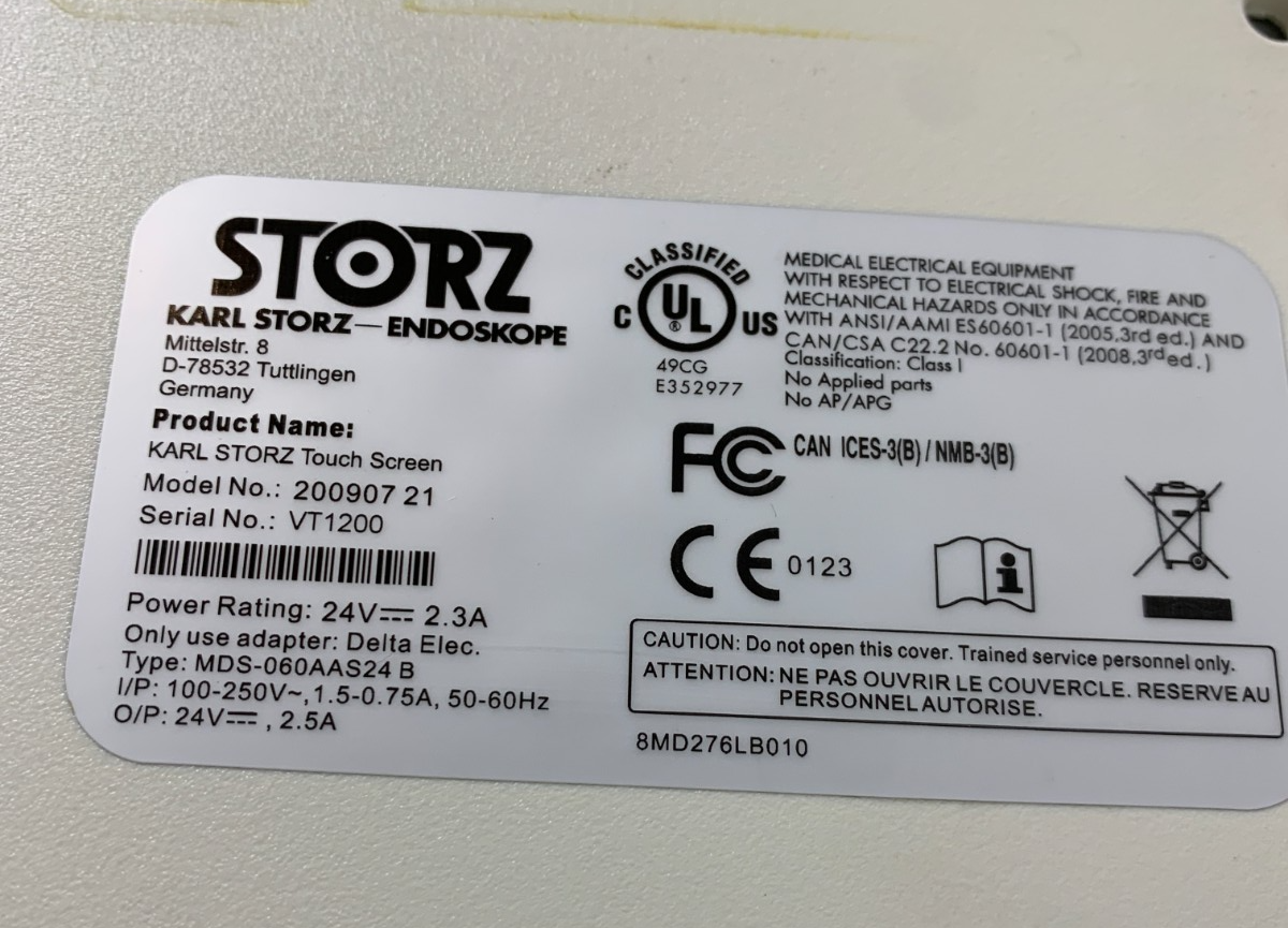 Used Storz Touch Screen 200907 21 Monitor 20090721 Display 21" Touchscreen Endoscope