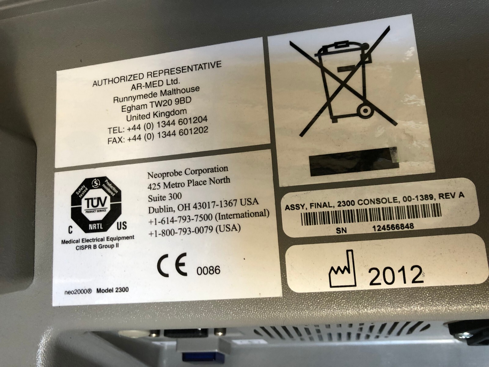 Used Neoprobe GDS 2300 Gamma Detection System Console Wireless Bluetooth 2012