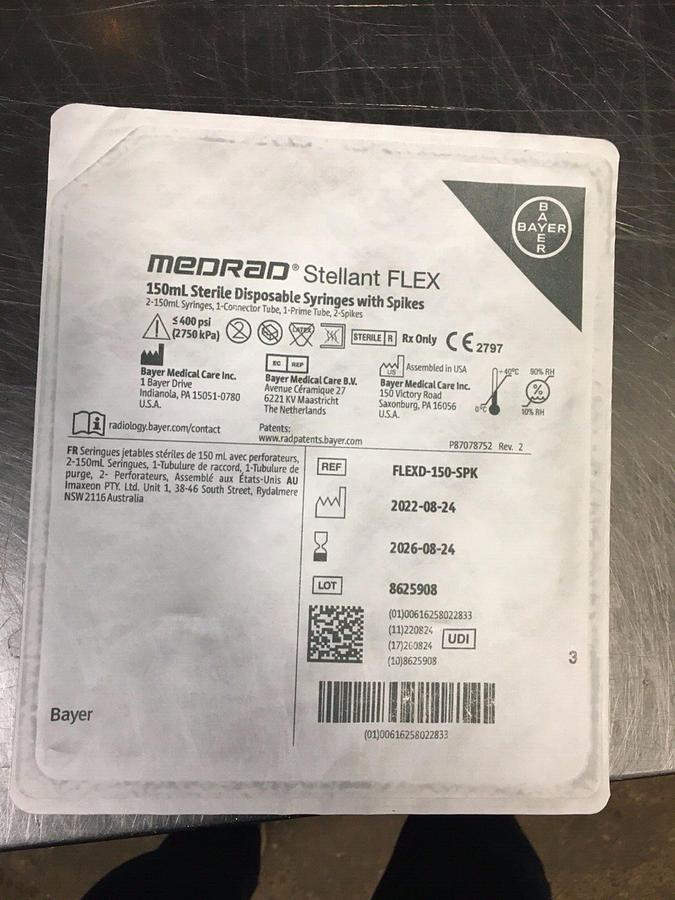 Used Bayer Medrad Stellant FLEX FLEXD-150-SPK 150mL Spike Sterile for EmpowerCTA