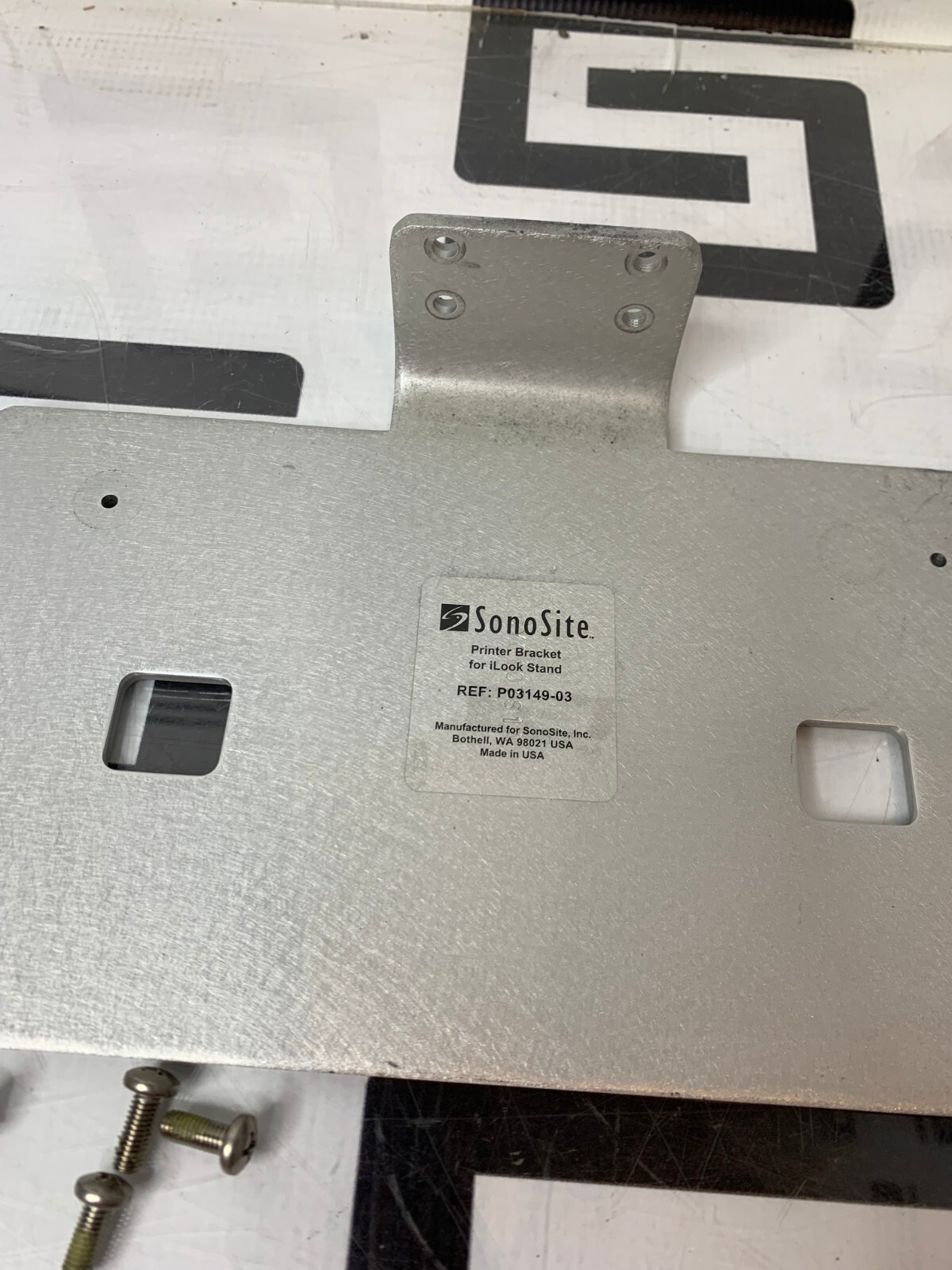 Used SonoSite Printer Bracket Plate Mount & Hardware for iLOOK Ultrasound P03149-03