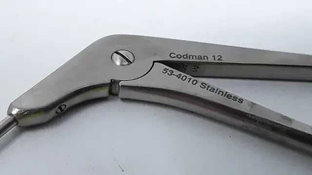 Used Codman 53-4010 Rhoton Forceps Micro Cup Instrument Semi-Malleable Shaft 7 3/4"