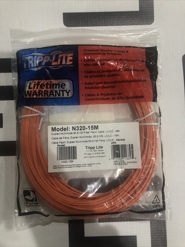 TRIPP LITE N320-15M 15M DUPLEX MMF CABLE LC/LC FIBER PATCH 49' Tripplite 50