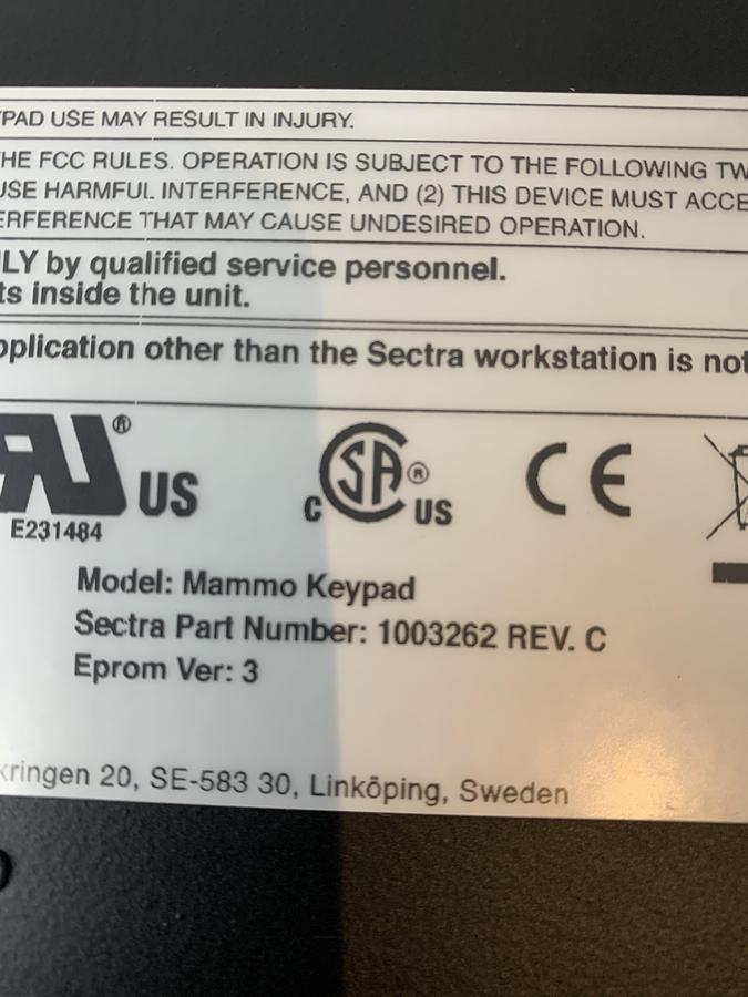 Used Philips Sectra Medical PACS Mammo Keypad Controller 1003262