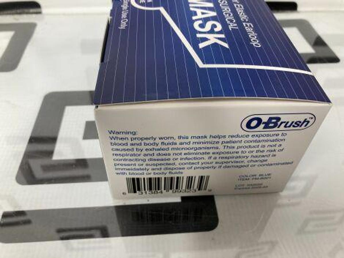 Used OBRUSH 3 Ply ASTM level 1 Ear Loop Disposable Surgical Mask Case of 2000 masks