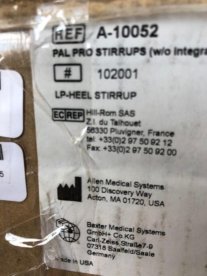 Used Allen A-10052 PAL Pro Stirrup Set Left + Right   Integrated Surgical Table Clamp