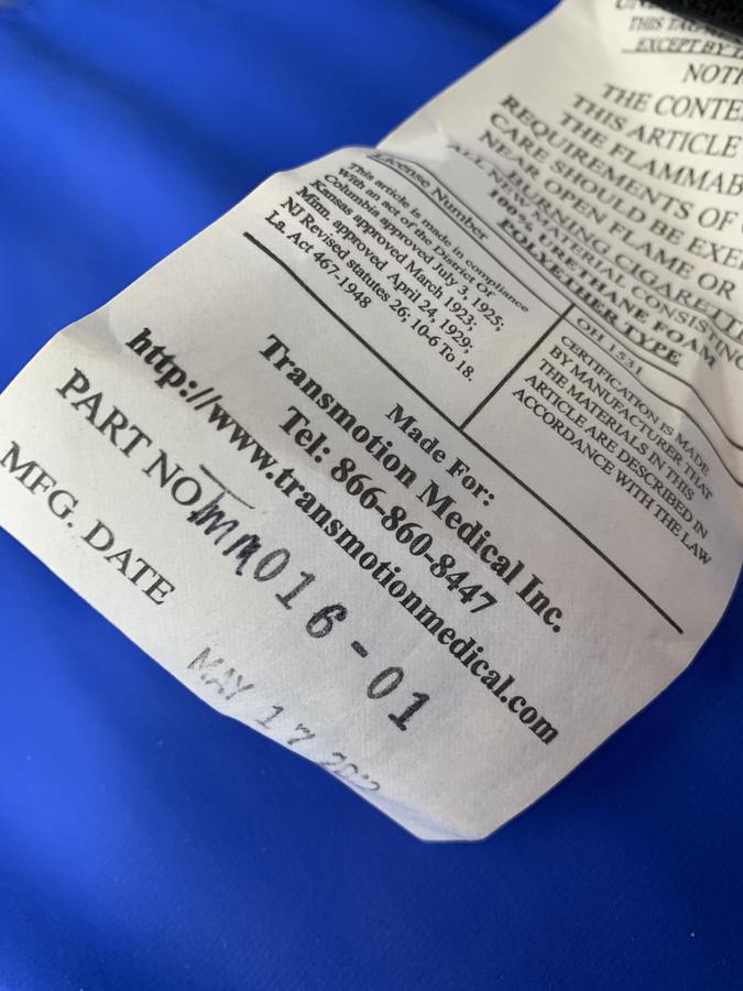 Used TransMotion TMM3B TMM016-01 Chair Cushion Multi-Purpose TMM3 Video Fluoro Stretcher