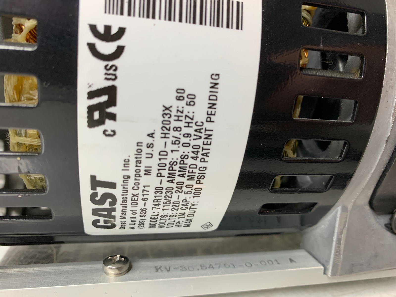 Used GAST 74R130-P101D-H203X Vacuum Piston Pump FASCO 185B1 7185-0229 1/4HP 100PSIG