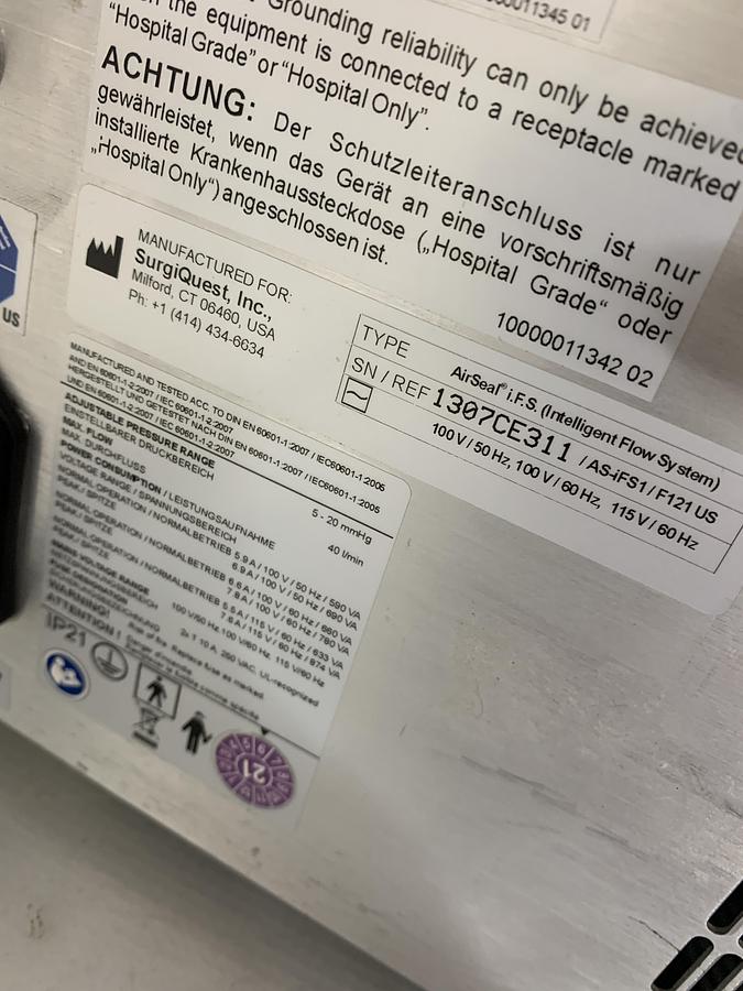 Parts/Repair Conmed Surgiquest AirSeal iFS (Intelligent Flow System) AS-iFS1 / F121 US I.F.S.