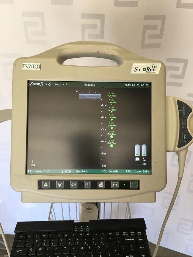 Used BARD Site Rite 6 Ultrasound System 9770066 with Probe Sherlock 3CG