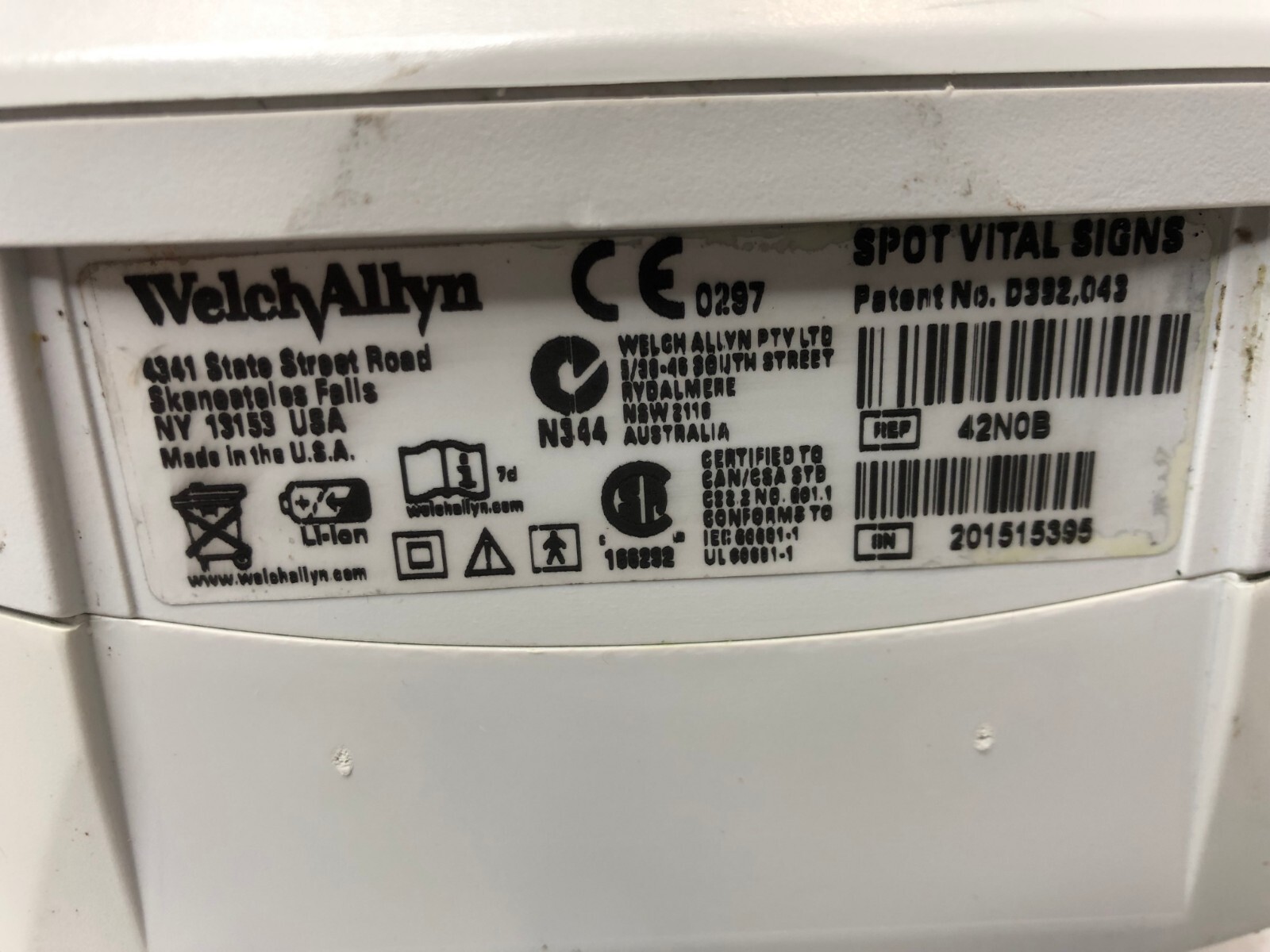 Used Welch Allyn Vital Signs 42NOB 42N0B 420 Series Spot SPO2 NIBP BP