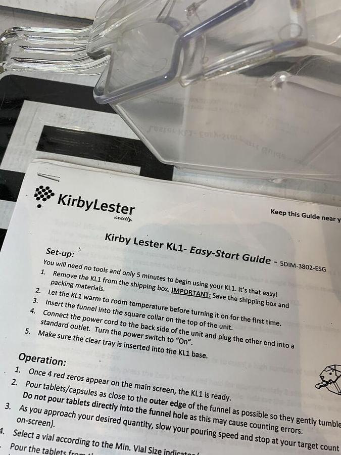 Used KIRBY LESTER CALIBRATED KL1 Pill Tablet Capsule Counter Microprocessor Capsule KL 1 W/ WARRANTY Pill Dispensers
