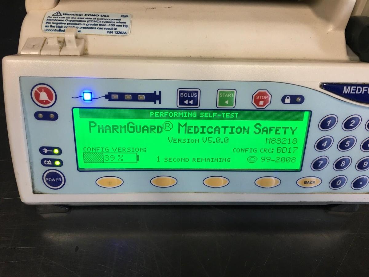 Used Smith's Medfusion 3500 with Pharmguard Version V5.0.0 System Failure