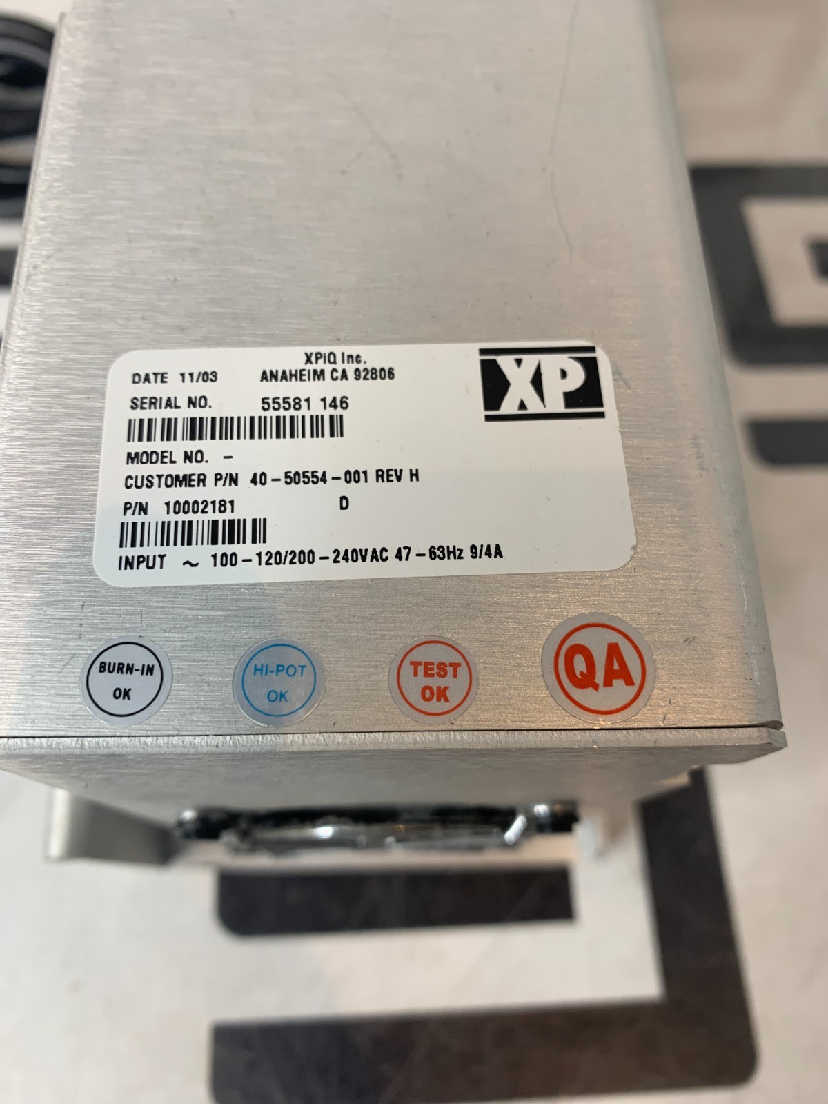 Used Sterrad 100S Power Supply 40-50554-001 SSI 10002181 C 100-120/200-240VAC ASP