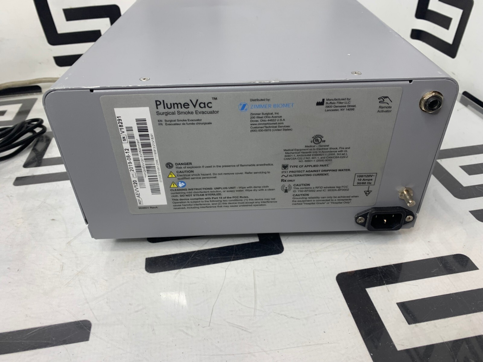 Used ZIMMER AEVV120 PLUMEVAC BUFFALO FILTER SMOKE EVACUATOR FILTRATION SYSTEM