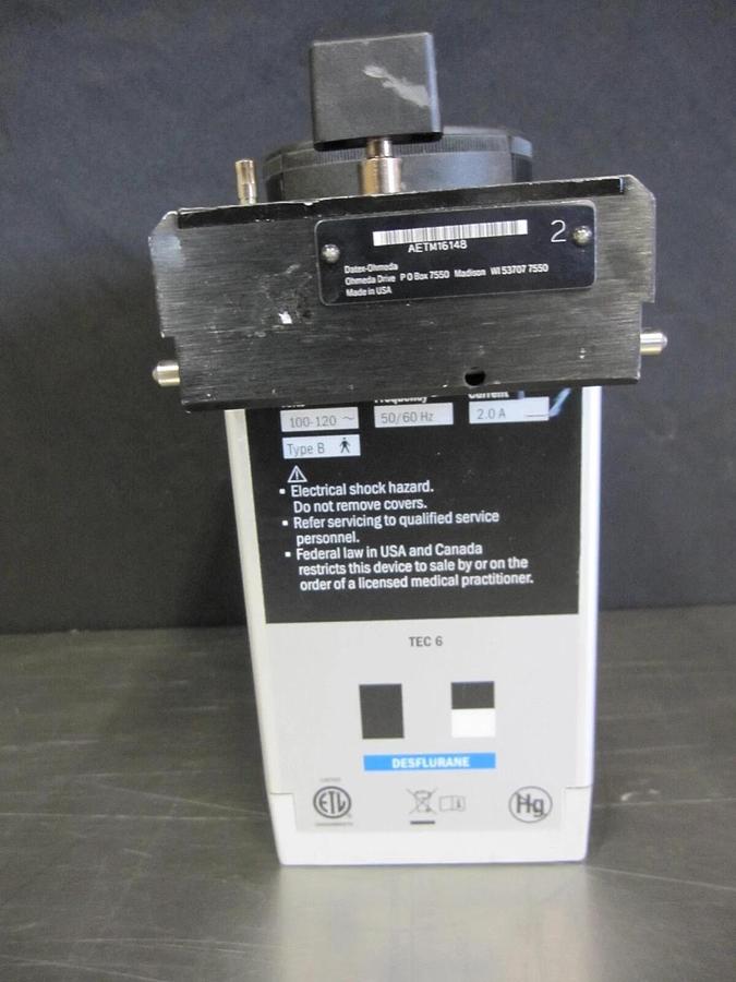 Used Datex-Ohmeda Tec 6 Plus Desflurane Vaporizer 30 Day Warranty!