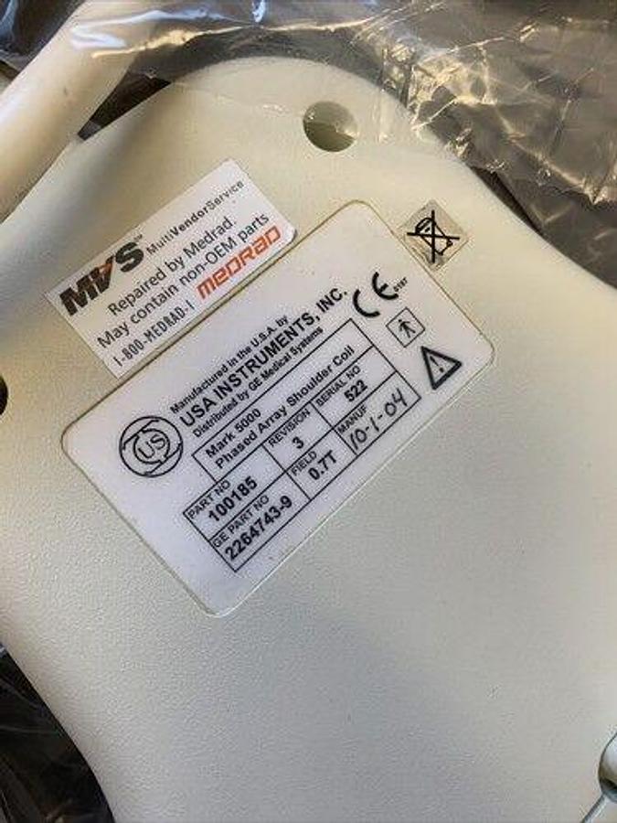 Used GE 2264749 100185 MRI Coil Mark 5000 Phased Array Shoulder 0.7T USA Instrument