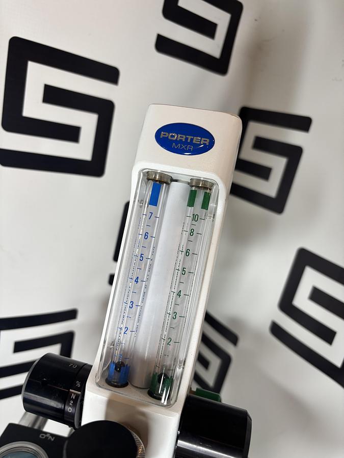 Used Porter MXR 3000 Dental Flowmeter & 2045-2 4 Cylinder Mobile Cart Stand Flowmeter