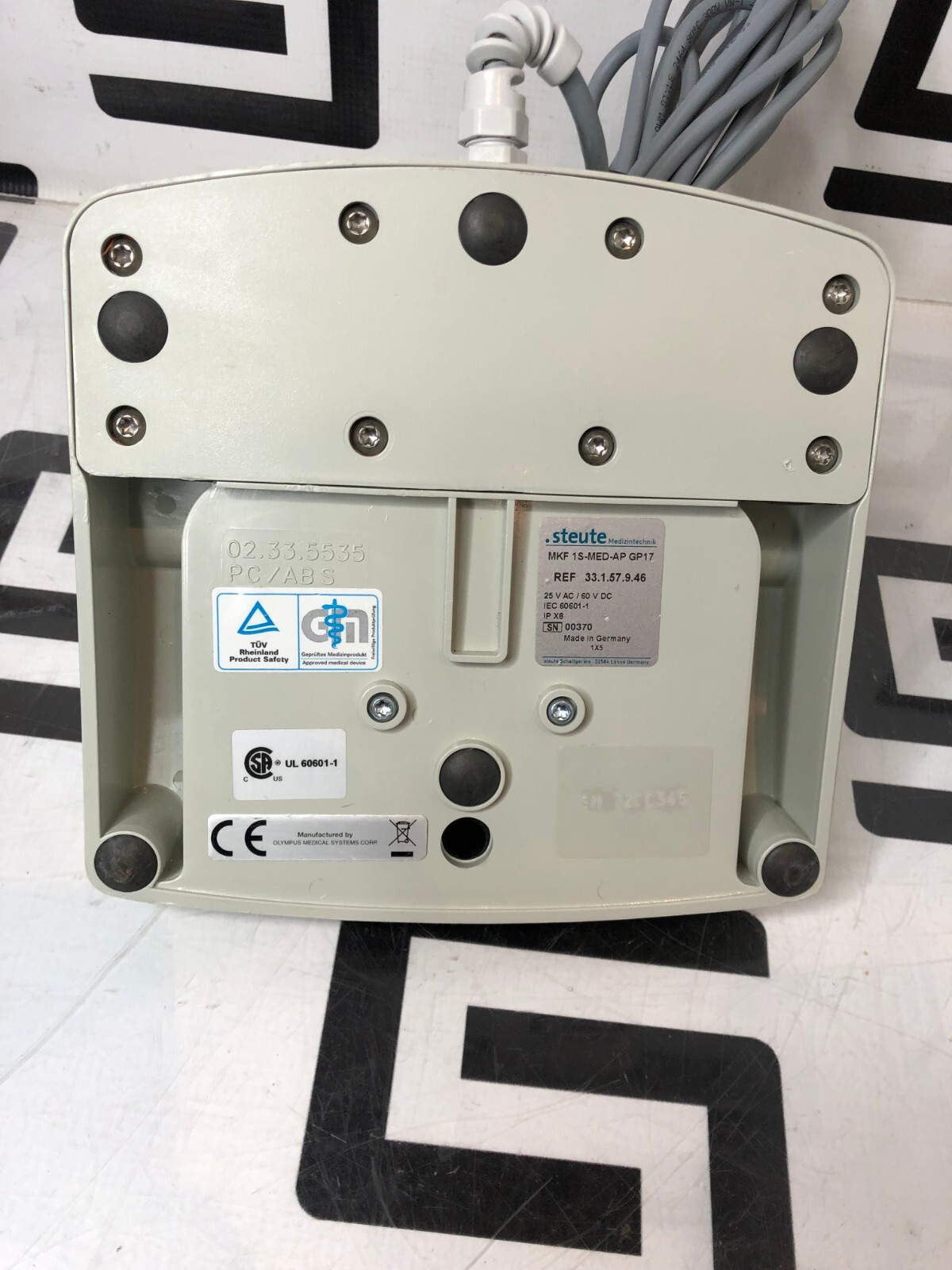 Used Olympus MAJ-1939 Smoke Evacuator Footswitch REF 33.1.57.9.46 Foot Pedal Switch