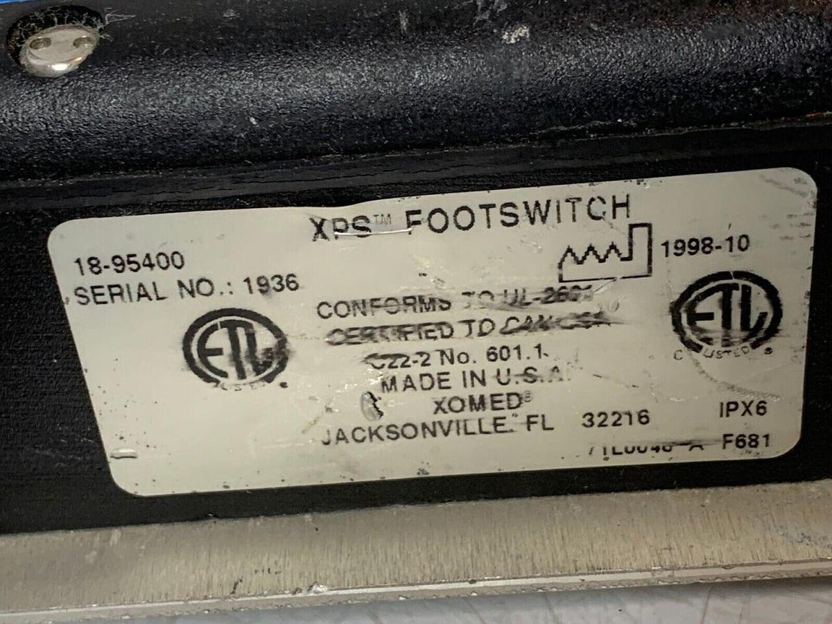 Used XOMED Medtronic 195400 XPS Footswitch Double Multifunction Foot Switch Pedal