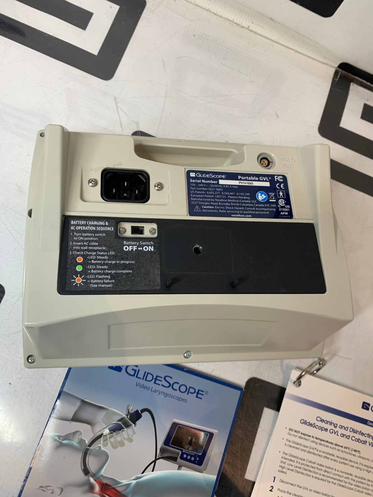 Used Verathon Saturn Glidescope GVL Portable Video Monitor 0231-0003 Surgical