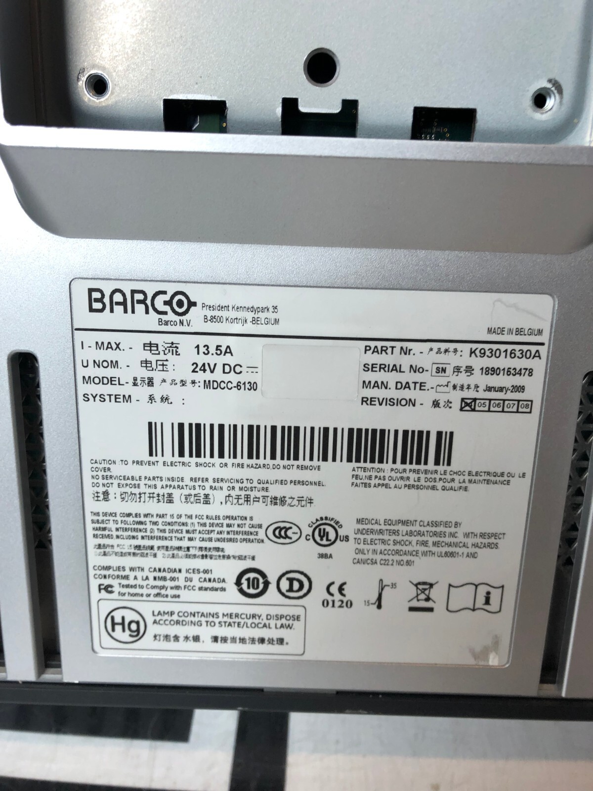 Used Barco MDCC-6130 Display Monitor Coronis Fusion 6MP 30" Medical PACS Diagnostic B