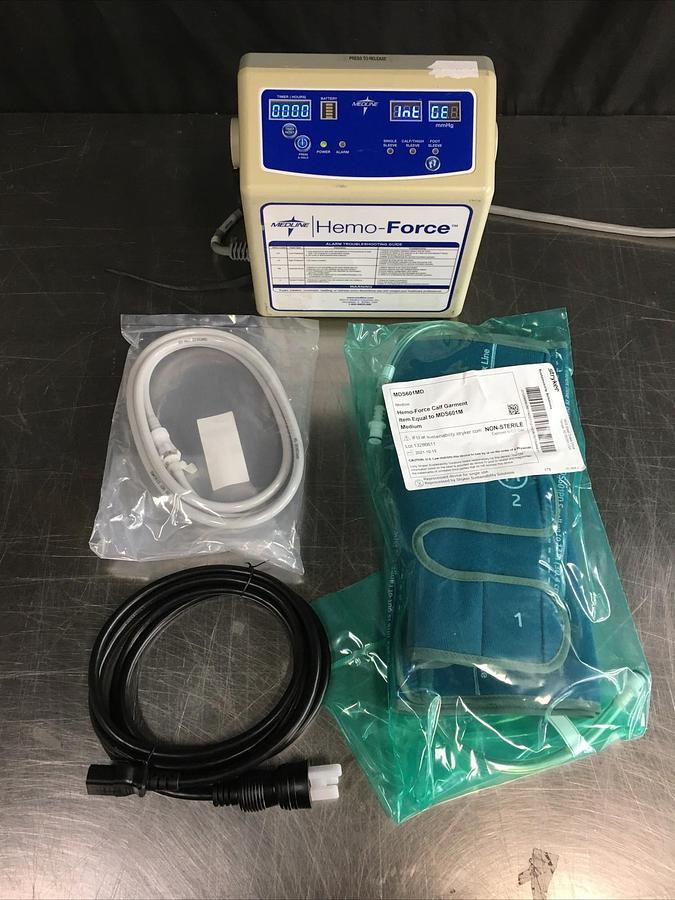 Used Medline Hemo-Force MDS600INT Intermittent DVT Pump with Tubing and Comp. Sleeve