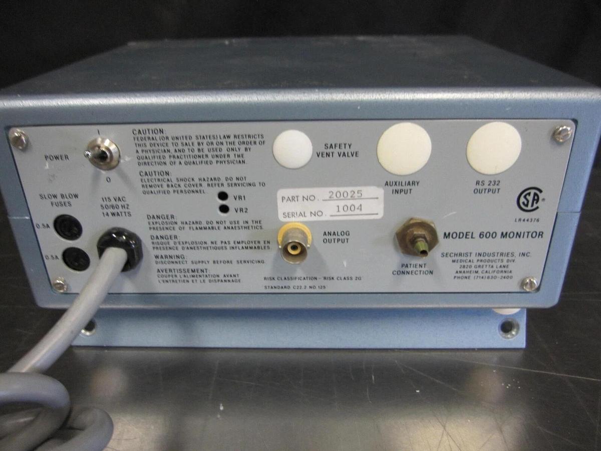 Used Sechrist Airway Pressure Monitor Model 600