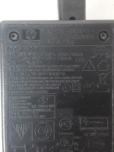 Used HP 0957-2271 OEM  Printer Power Adapter 32V  With Cord Purple Connector