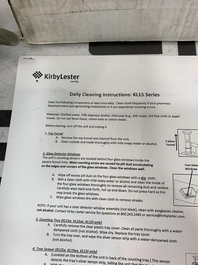 Used KIRBY LESTER KL15E Pill Dispenser Tablet Capsule Counter Microprocessor Capsule KL15  W/ WARRANTY
