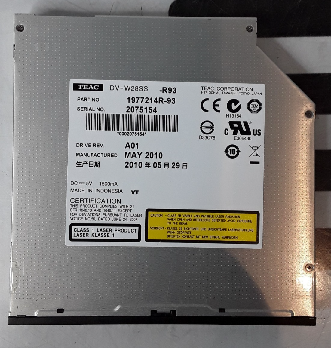 Used Teac DV-W28-V83 DVD±RW Optical Drive  1977242V-V83 Tested Warranty