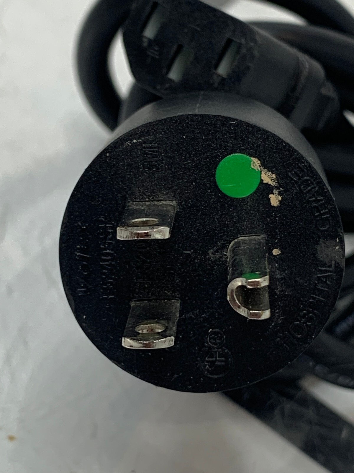 Used 8' HOSPITAL GRADE POWER CORD AC 8ft. 18/3 AWG 3 PRONG GREEN DOT 5-15P BLACK 10A