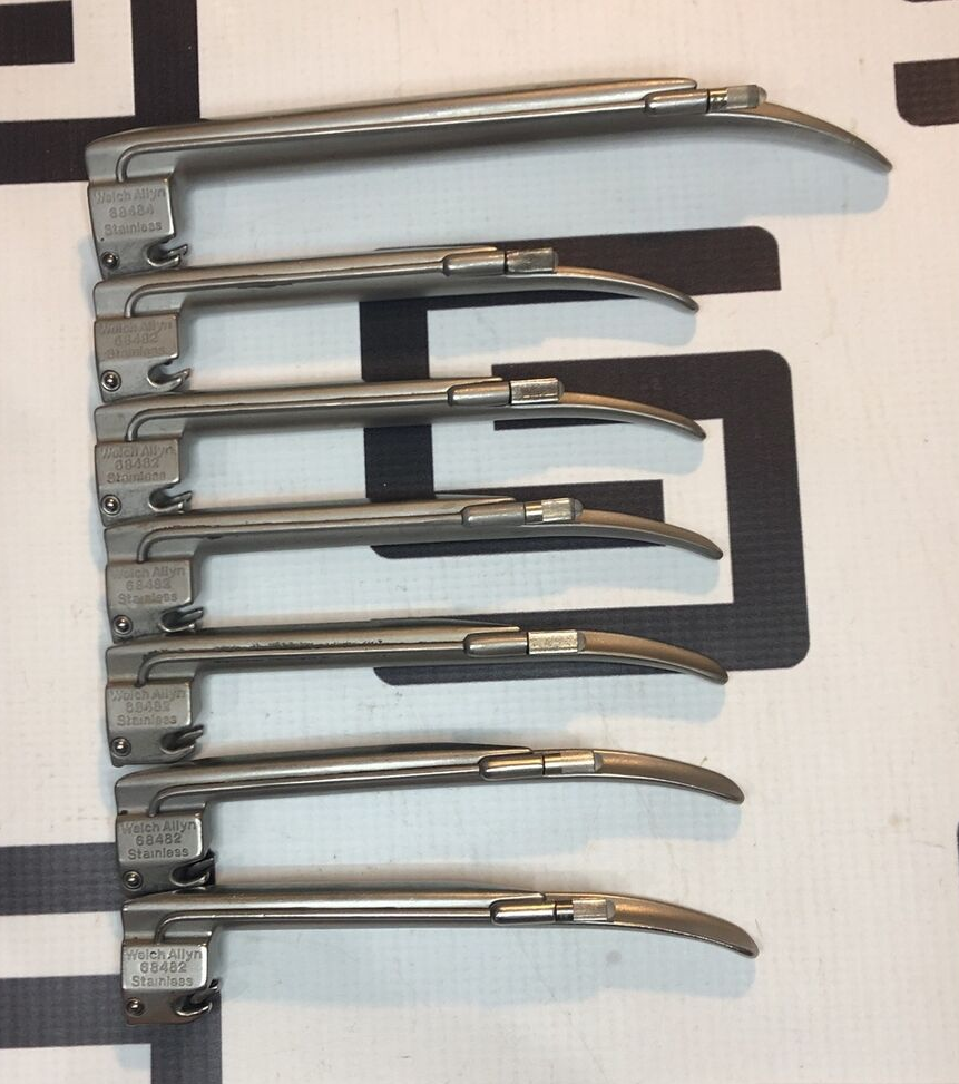 Used Welch Allyn 68482 68484 Blades Laryngoscope Miller 2 4 Lot of 7 30 Day Warranty