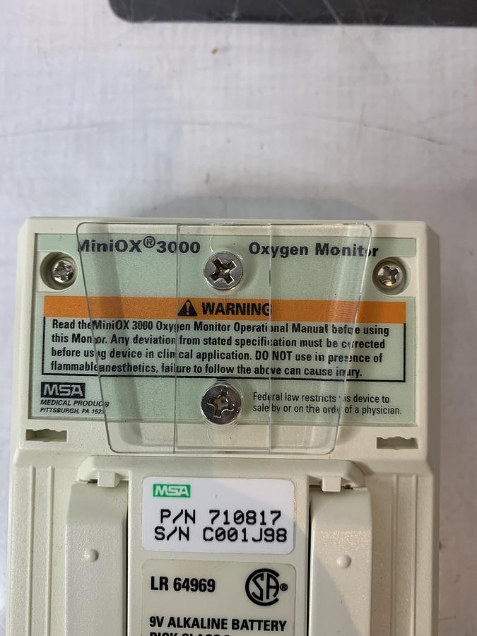 Used MSA MiniOX 3000 Oxygen Monitor W/ Cable NEW BATTERY P/N 710817 Ohio