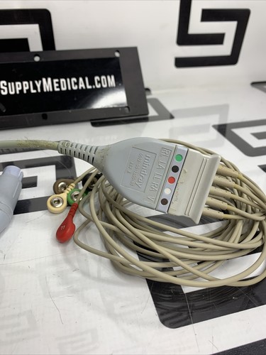 Used OEM Mindray 0012-00-1255-01 & 5 Leadwire Set Lead Snap ECG EKG Trunk 3  Cable