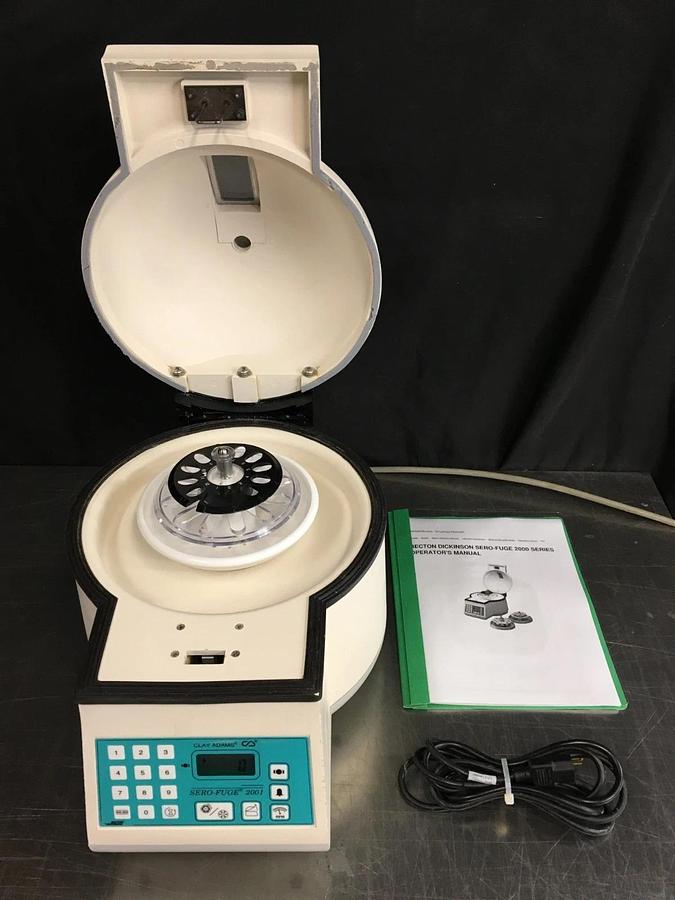 Used Clay Adams Sero-Fuge 2001 Centrifuge Benchtop w/ Rotor & Manual 420351