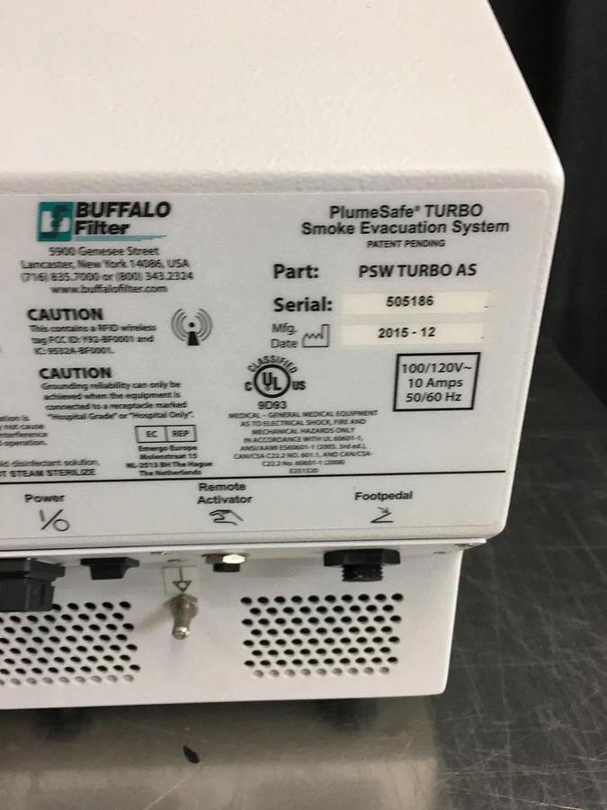 Used BUFFALO FILTER PSWTURBO AS PLUMESAFE WHISPER TURBO SENSE SMOKE FILTRATION SYSTEM
