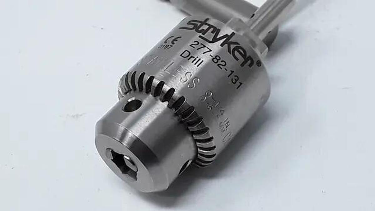 Used Stryker Jacobs Chuck Drill Adapter 277-82-131 Orthopedic Stainless w/ Key 1/4"
