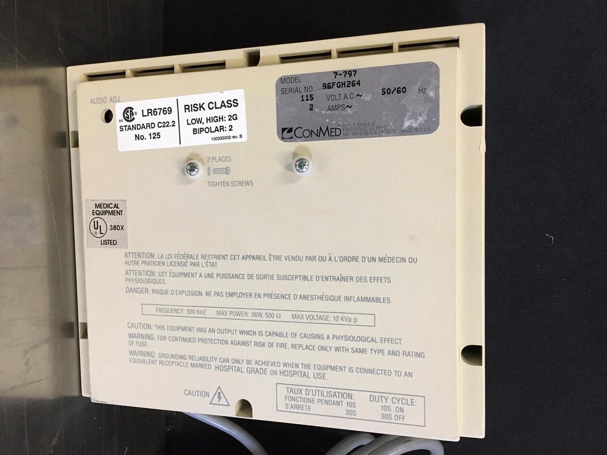 Used ConMed Hyfrecator PLUS 7-797 Warranty