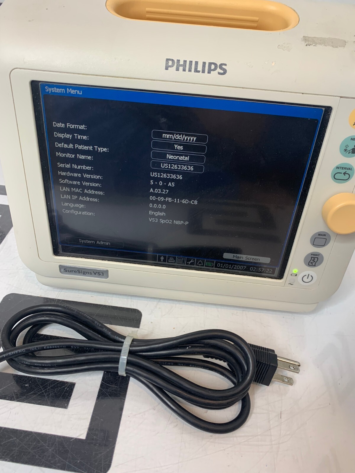 Used Philips Suresigns VS3 Vital Signs 863071 Pulse SpO2 NBP NIBP 30 DAY WARRANTY